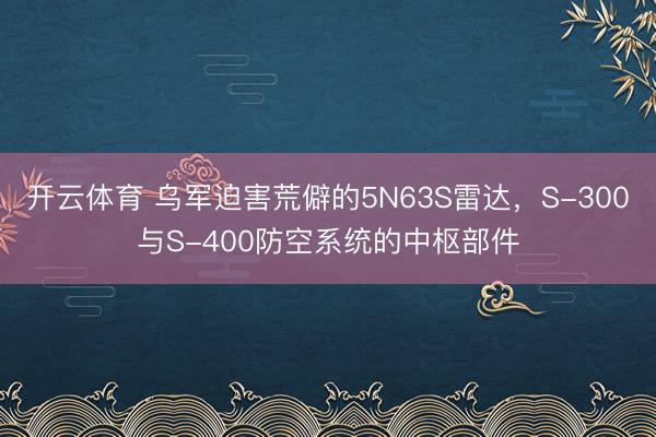 开云体育 乌军迫害荒僻的5N63S雷达,S-300与S-400防空系统的中枢部件