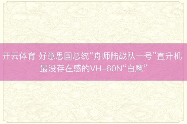 开云体育 好意思国总统“舟师陆战队一号”直升机 最没存在感的VH-60N“白鹰”